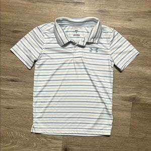 Under Armour Kids Striped Polo Shirt - White and Blue